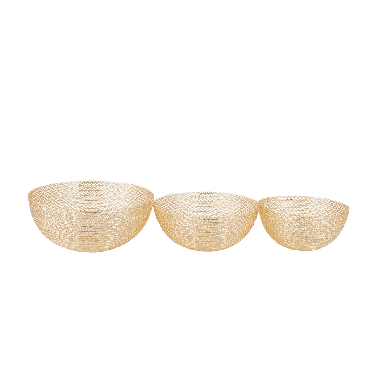 CosmoLiving by Cosmopolitan Set of 3" Gold Metal Glam Decorative Bowl, 16" x 16" x 16"